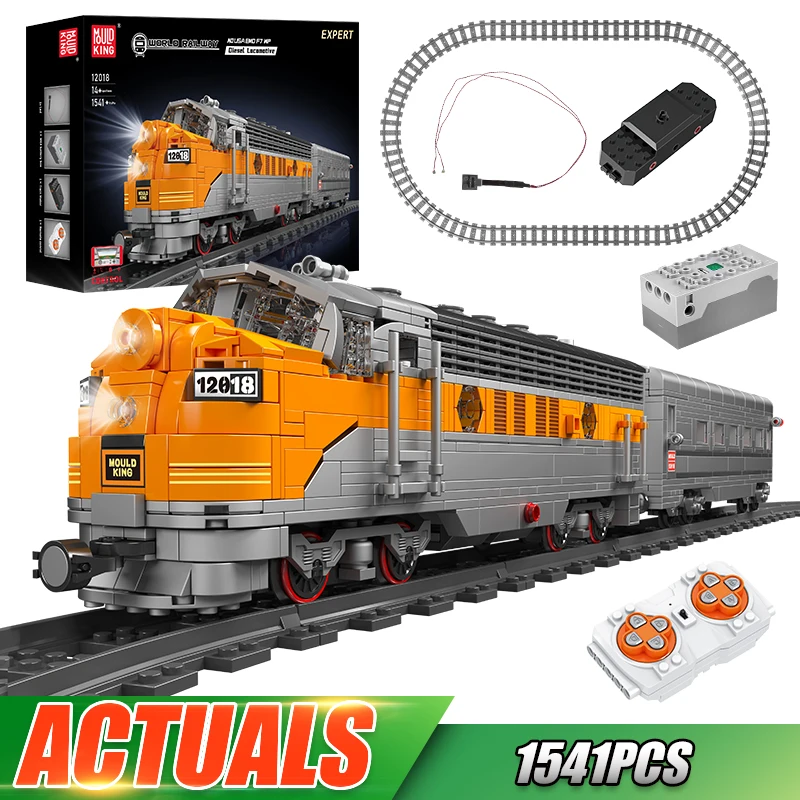 Mould King 12018 Technical Train Building Block Remote Control USA EMD F7 WP Diesel Locomotive Model Kids Christmas Gift Toys