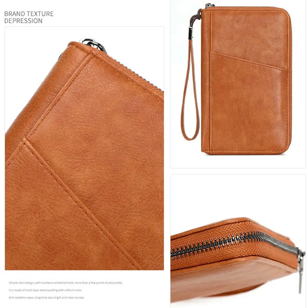 

PU Leather Passport Clip Wallet RFID Blocking Large Capacity RFID Passport Holder Waterproof Wear-Resistant Travel Document Bag