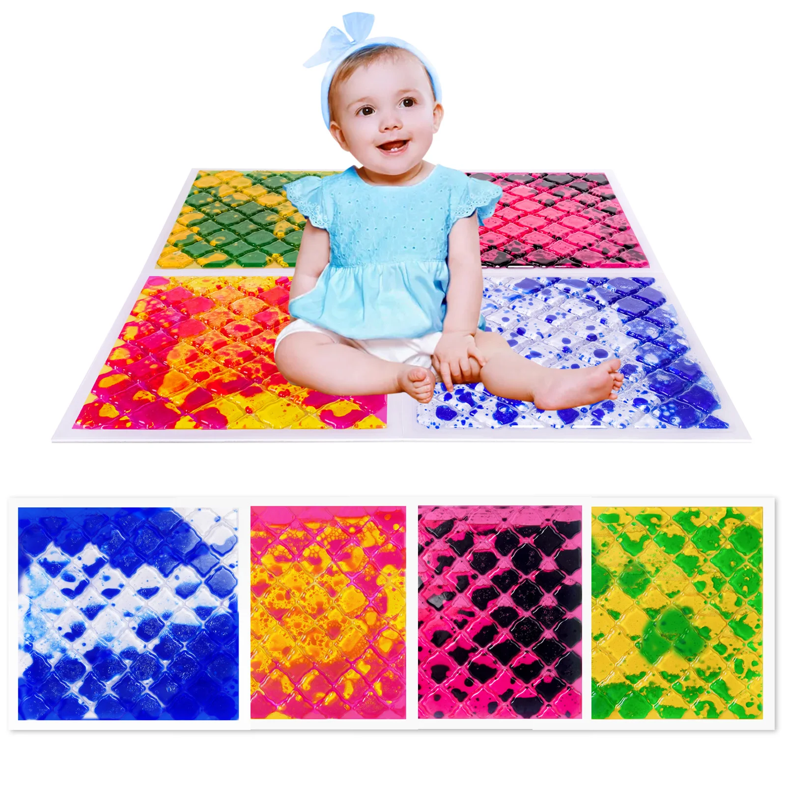 وسادة أرضية حسية لمسية ممتازة للأطفال: ألعاب حسية بصرية نابضة بالحياة تعليمية لاستكشاف اللمس للأطفال الصغار