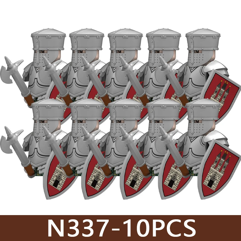 Mittelalterliche Militär-Soldatenfiguren Armee-Bausteine Burg-Ritter Kreuzfahrer Kommandant Krieger Rüstung Zubehör Bausteine Spielzeug