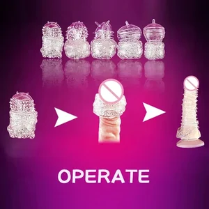 Condones reutilizables silicona 5 tipos de tiempo retraso de cristal espige erosh 8 Mejores mangas de extensor de pene de ventas - №3