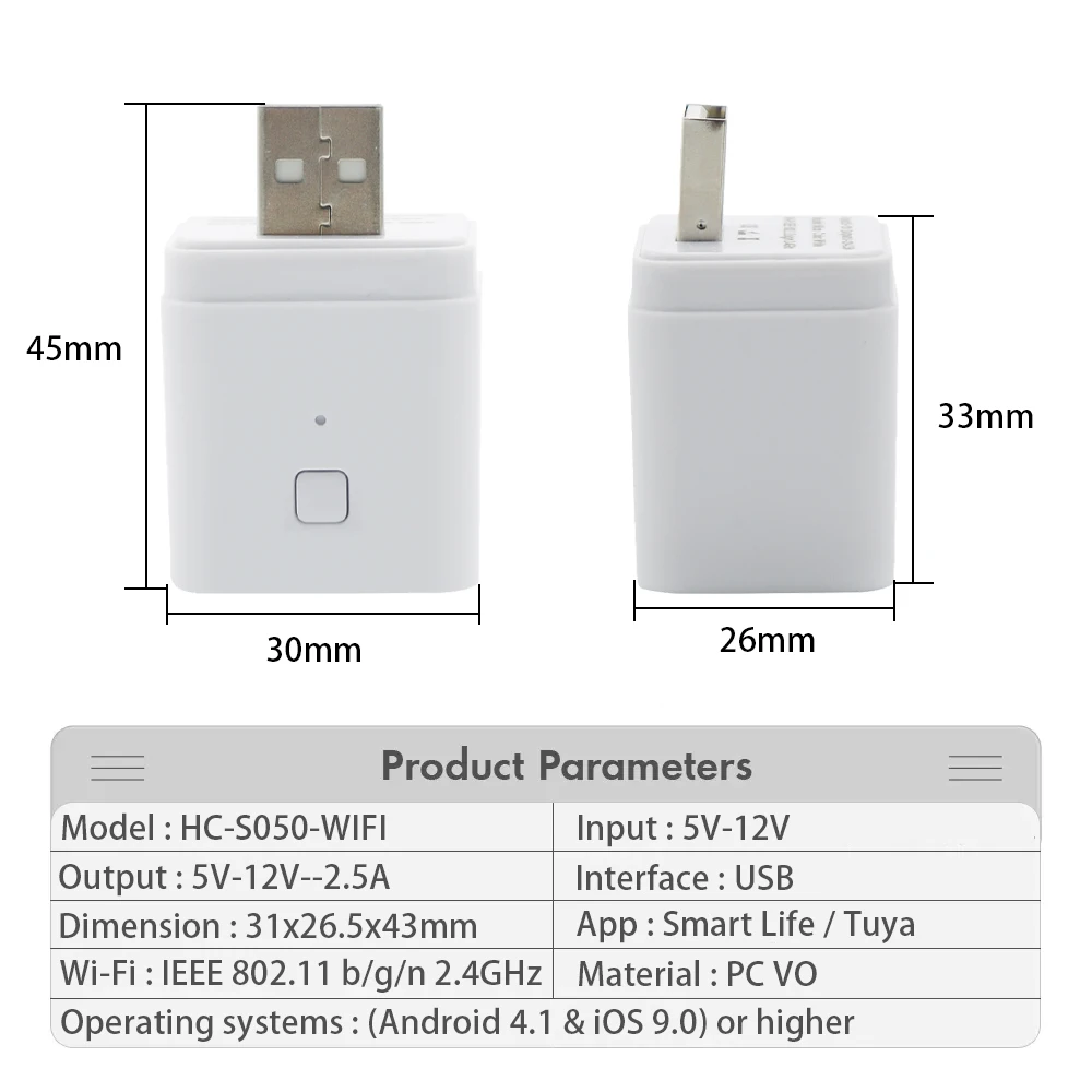 Tuya WiFi Smart Micro USB Adaptor Switch Timer 5V WiFi Mini USB Power Adaptor Works with Alexa Hey Google Alice for Smart Home