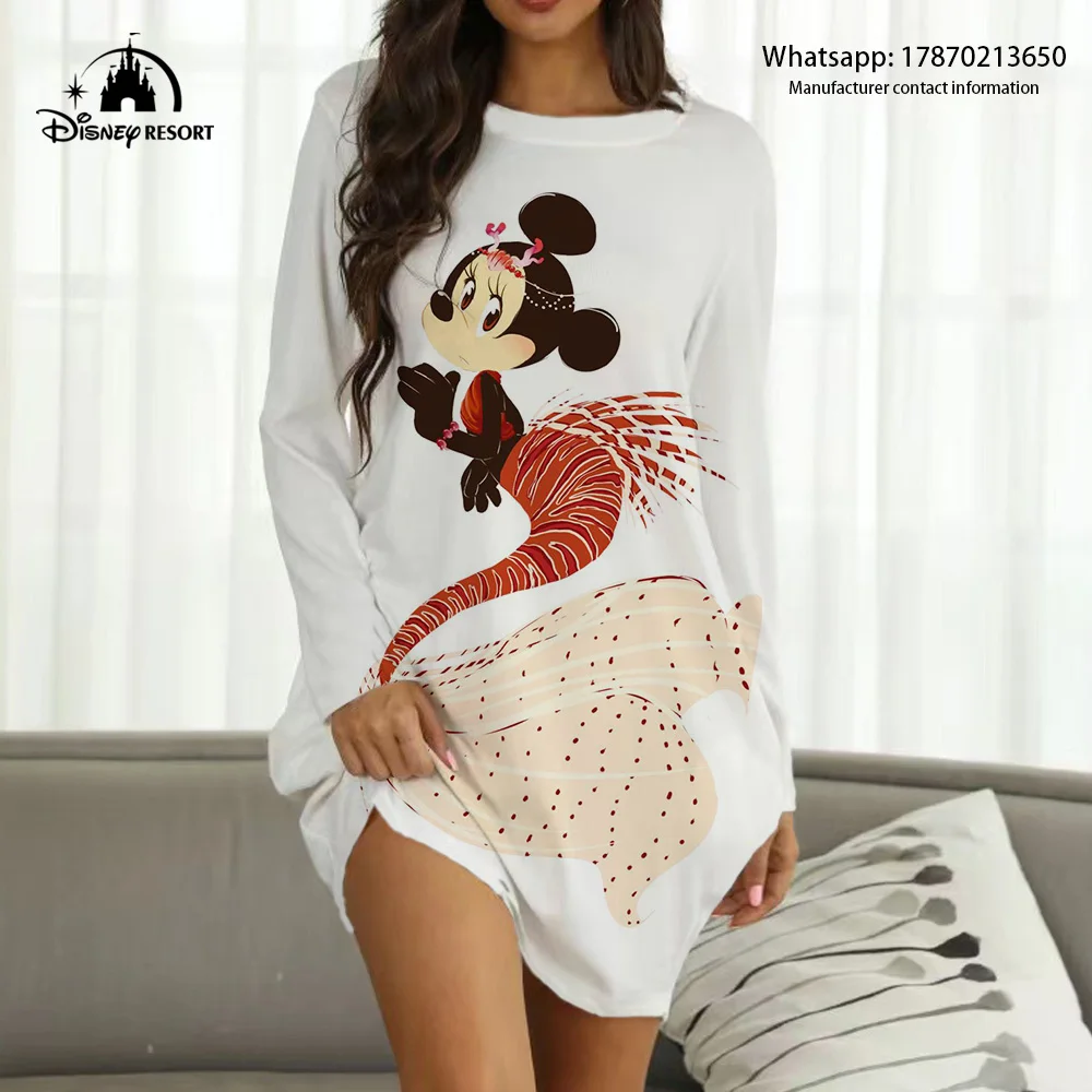 

Mickey and Minnie Cartoon Print Disney New Boho Sexy Nightclub Party Club Ladies Fashion Casual Trend Loose Homewear