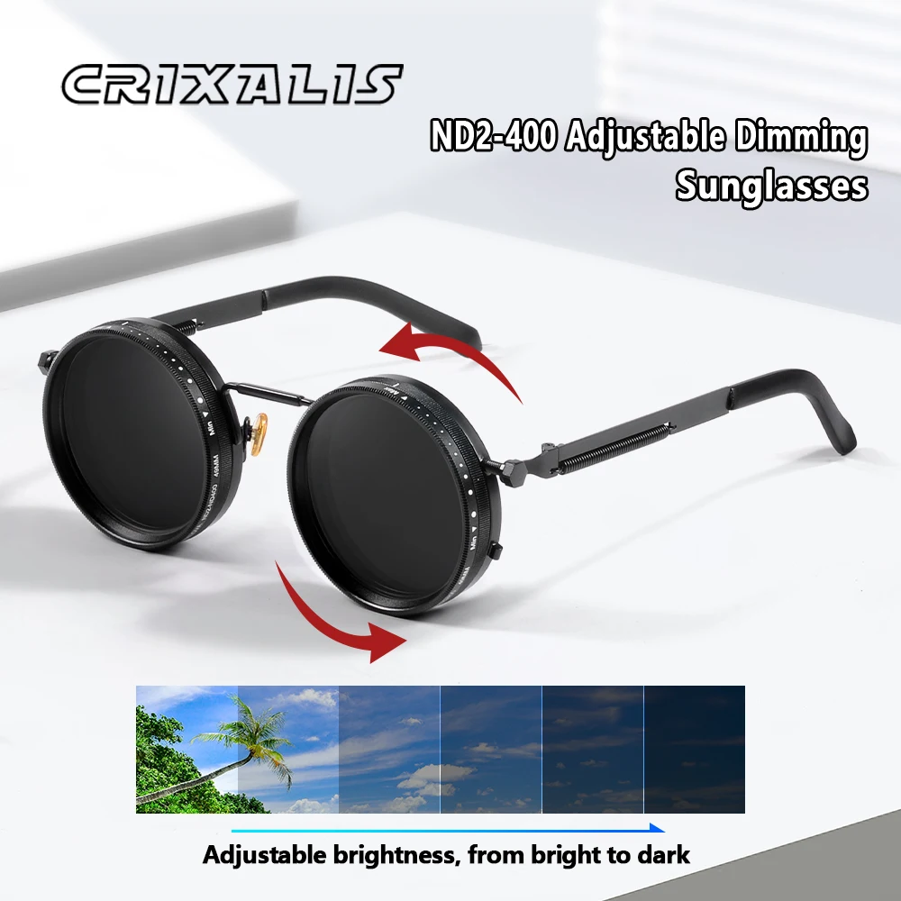 

CRIXALIS поляризационные круглые регулируемые солнцезащитные очки для рыбалки и вождения, мужские очки для женщин с линзами ND-фильтра, пляжные Shady UV400