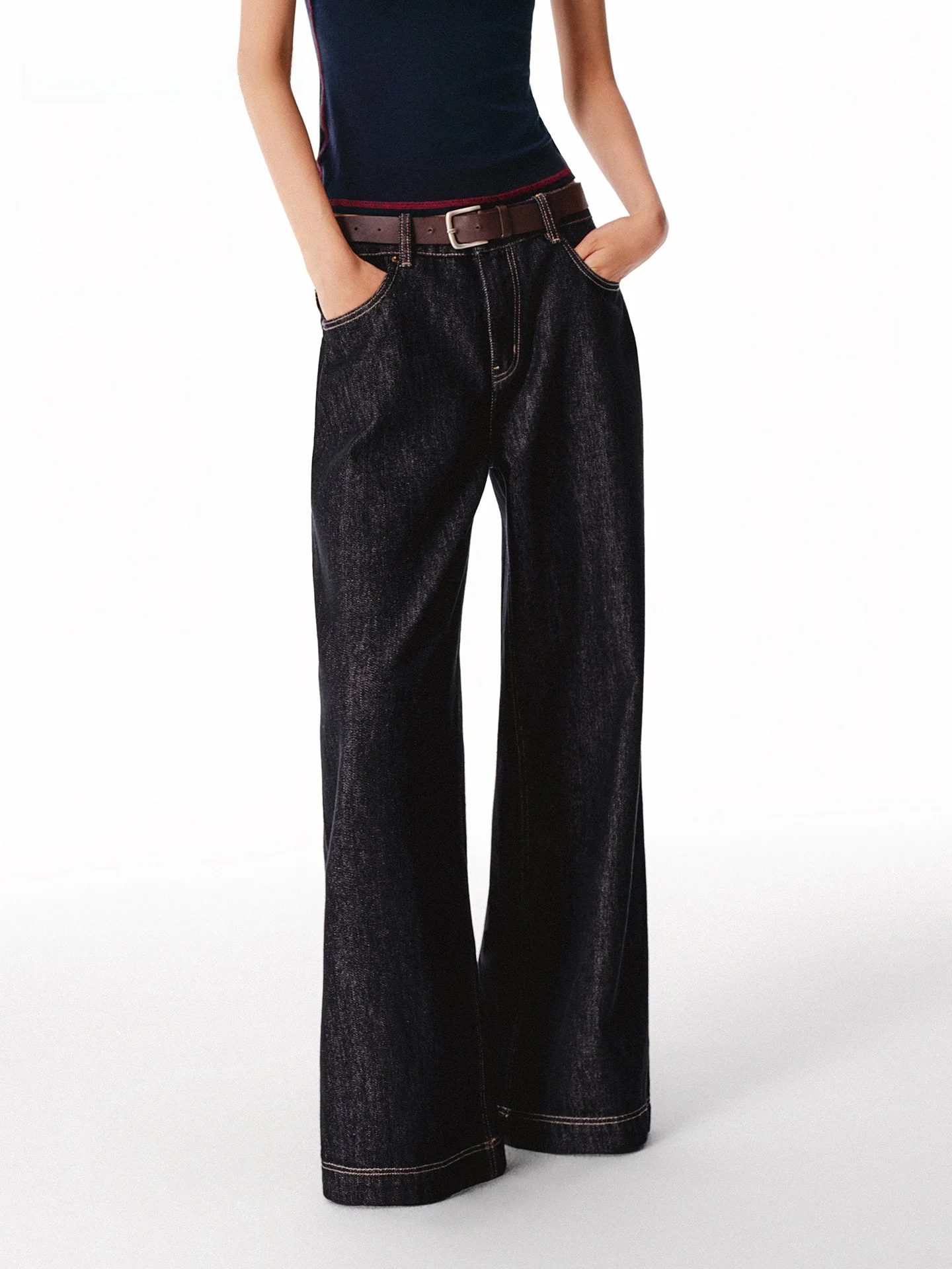 

Asomesome, свободные широкие джинсовые джинсы в американском стиле ретро, женские осенние драпированные прямые брюки, синие повседневные брюки