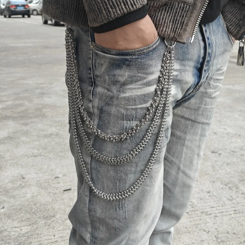 2025 New Model Cuban Style Stainless Steel Eight Character Pants Chain Hip Hop Men And Women One\'s Waist Luxury Accessories