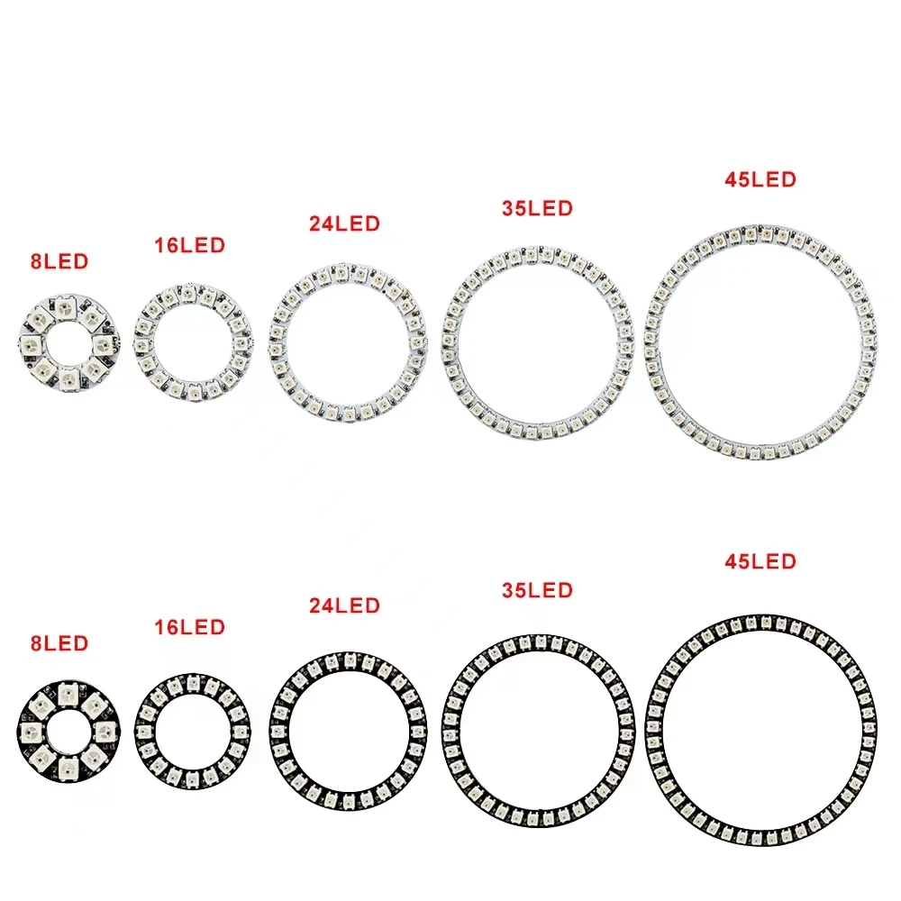 

WS2812 development board ring, light 8 16 24 35 45 lights ring 5V