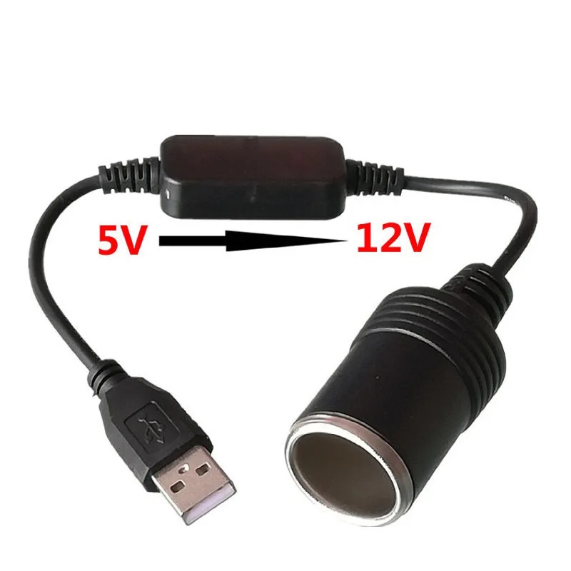 USB 5V To 12V Cigarette Lighter Socket 2A USB Male To Female Cigarette Lighter Adapter Converter Car Electronics Accessories