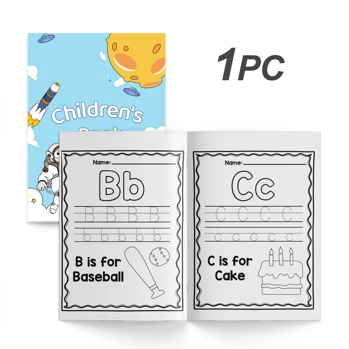 Children's alphabet coloring book, cute cartoon patterns, preschool early education workbook, boost your baby's hands-on skills