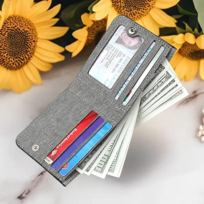 Cartera de lona ultrafina para hombre, monedero minimalista y tarjetero