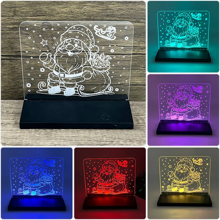 

Santa Claus Christmas Tree Elk 3D Acrylic Night Light Stereo LED Desk Lamp Phantom Light Birthday Gift LED Night Light