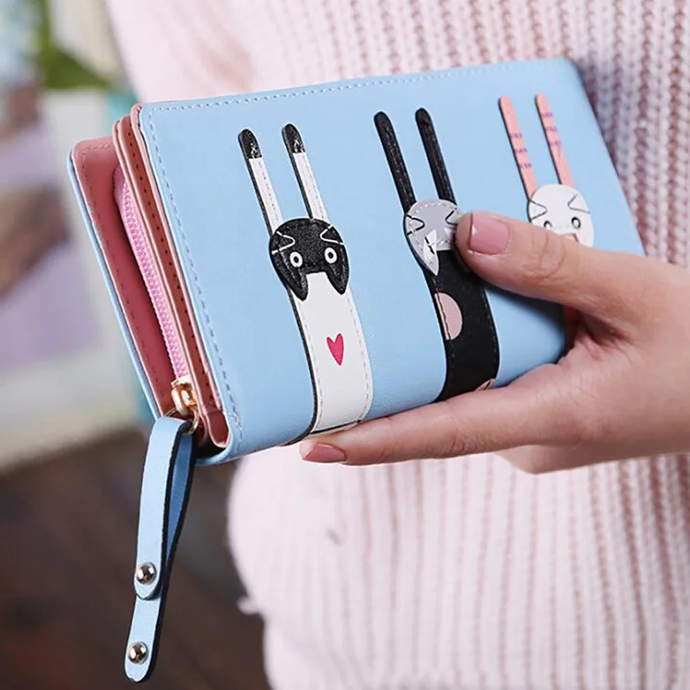 الكرتون القط نمط محفظة من البولي يوريثين المرأة سستة محفظة عملة حامل بطاقة المدمجة محفظة متجر السفر هدية المال الحقيبة #2