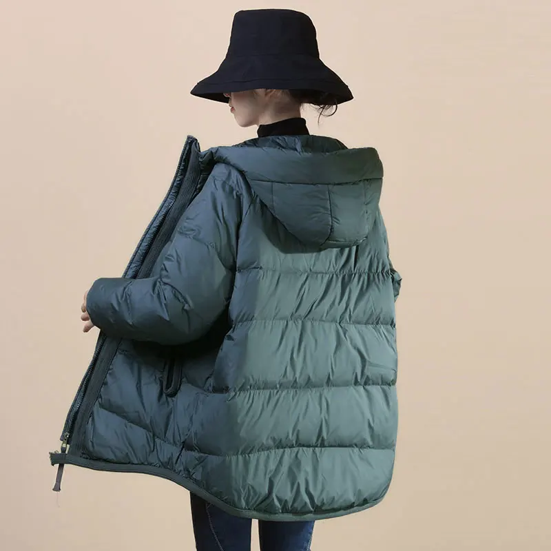 

Slimming Large Size O-Sle down Jaet Women's Faionable Ribbed Splicing Warm Outerwear Polyester Fiber White Du down Fi...