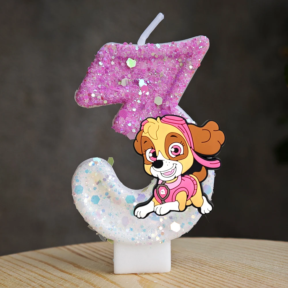 New Anime Paw Patrol Candle 0-9 Number Paw Patrol Cartoon Character Kids Birthday Party Cake Decoration Baby Shower Supplies