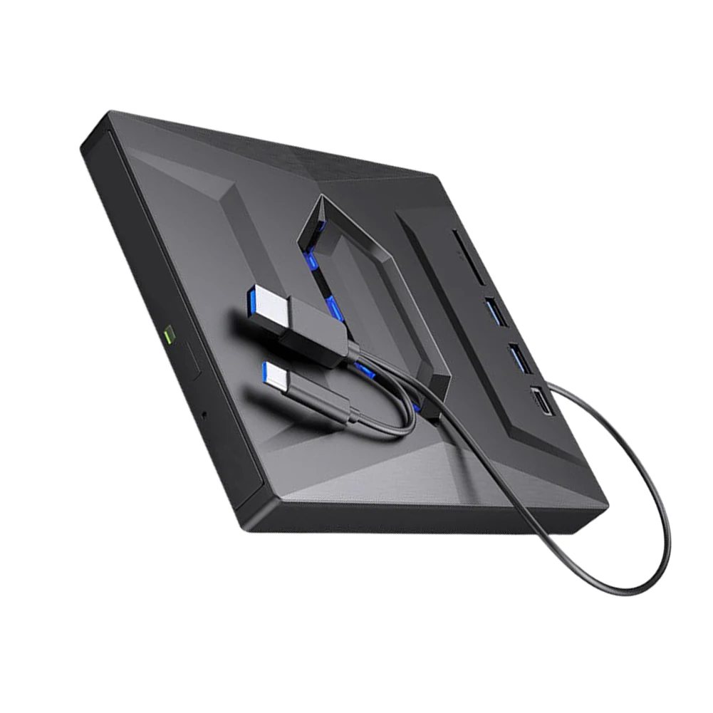 USB3.0 Disk Reader Rewriter Drive with USB/Type-C Ports+ SD/TF 5 In 1 Optical Player for /Linux Windows XP/10/8/7 Laptop PC