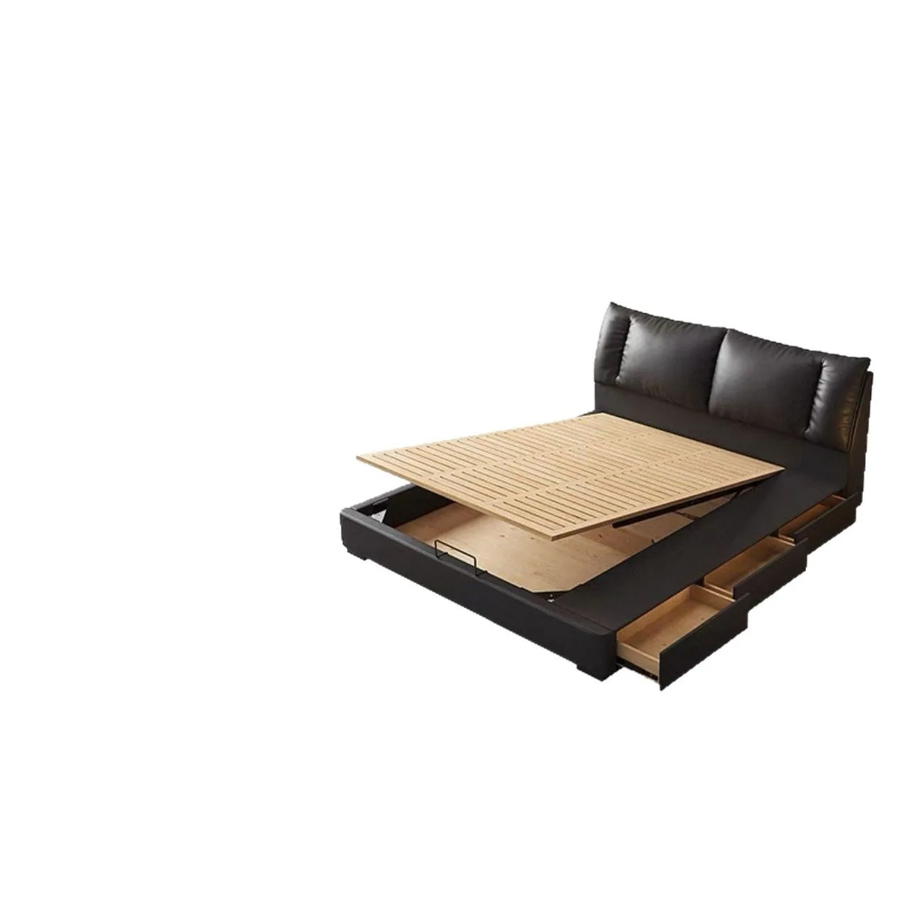 Парусная кровать, современная минималистичная кожаная кровать, итальянская минималистичная черная высокая ПК и консольная игровая спальня, светлая роскошная s