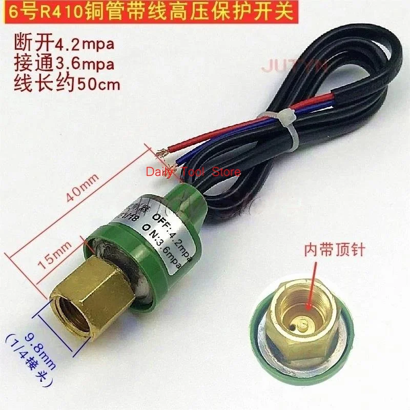 

Air Conditioner Refrigeration 0.05-0.15MPA 0.15-0.3MPA 2.2-2.8MPA 1.9-2.4Mpa 3.6-4.2MPA 2 Terminals/Wire Pressure Control Switch
