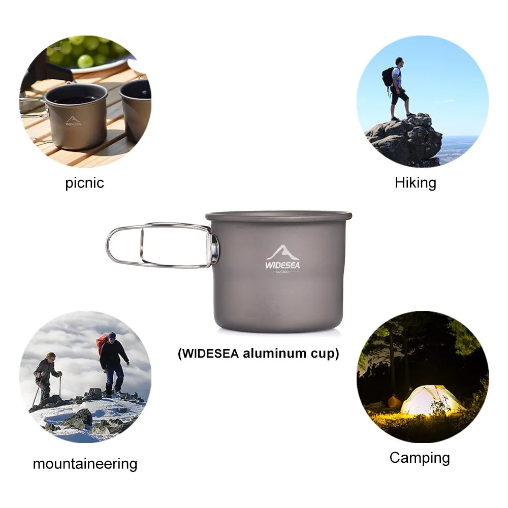 Widesea Camping Mug Outdoor Coffee Tea Aluminum Cup Tourism Tableware Picnic Cooking Supplies Equipment Tourist Trekking Hiking