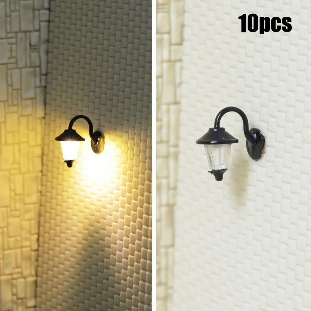 10pcs Wall Lamps LED Street Lamps 1:87 HO Scale Houses Building Set Garden Home Decor Decoration Crafts Miniatures Complete Lamp