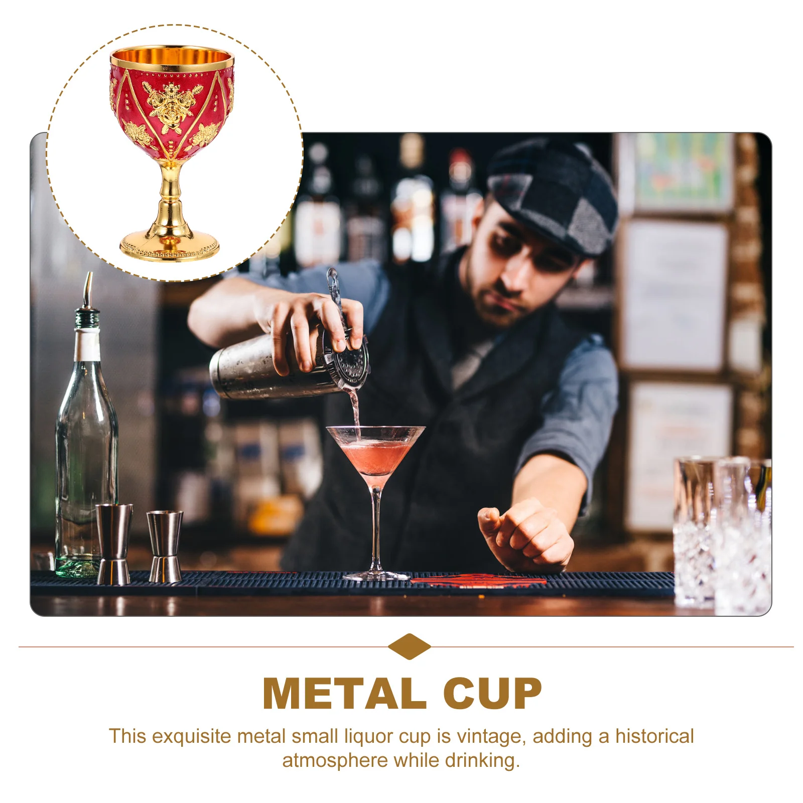 

1pc Retro Metal Wine Cup Vintage Small Alloy Liquor Goblet For Whiskey Beer Tea Coffee Camping Party Home Use
