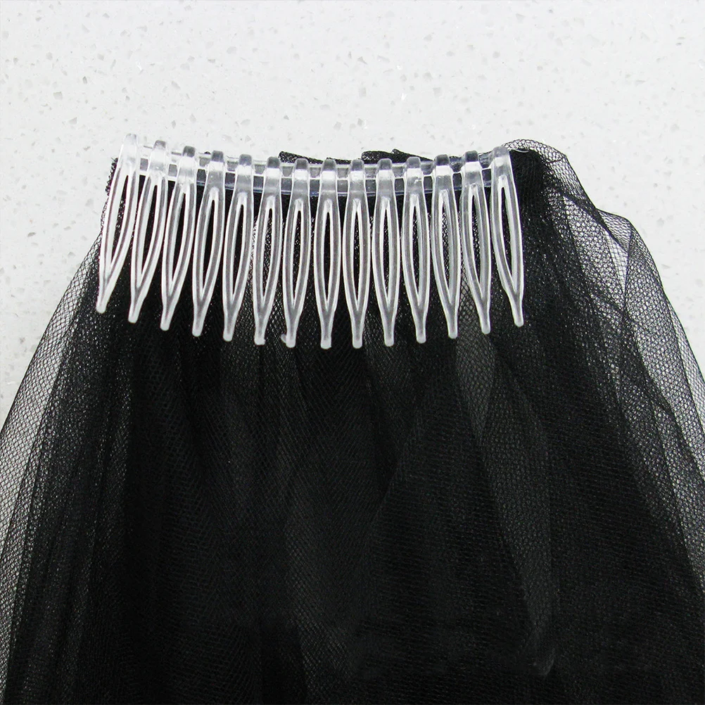 Véu longo de renda preta, acessório de tule para casamento, noiva, elegante para fotografia, cosplay, festa de halloween, noiva, véu de casamento