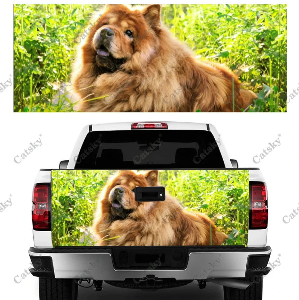 Animal Cute Chow Family Dog Lover Car Tail Trunk Protect Vinly Wrap Sticker Decal Car Side Decor Sticker for SUV Off-road Pickup