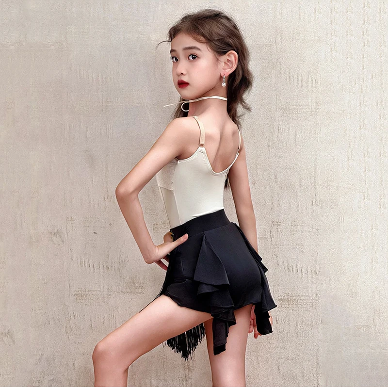 Sommer Mädchen Latin Dance Fringe Rock Praxis Kleidung Sling Body Kind Samba Salsa Leistung Kostüme Training Tragen AMY2354