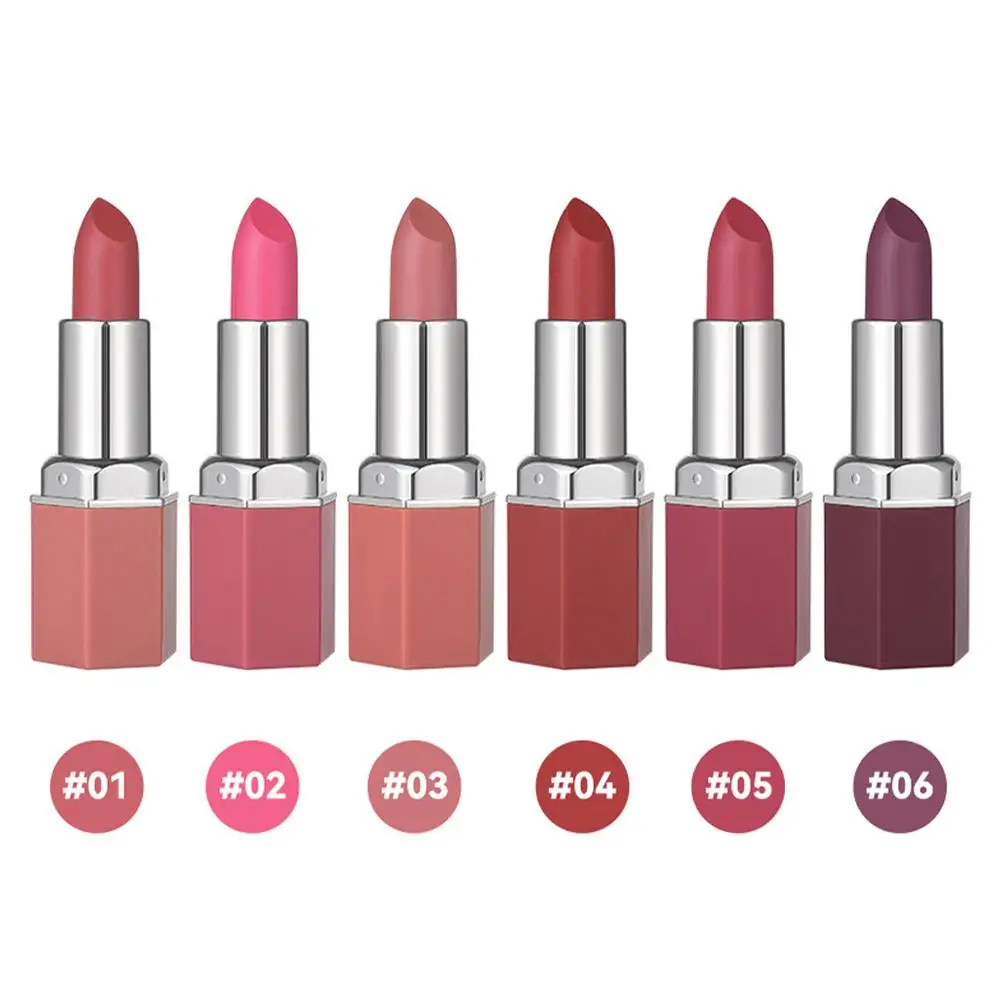 Rossetto opaco a 6 colori Tazza antiaderente Trucco labbra impermeabile a lunga durata Cosmetici per trucco rossetto opaco liscio che non sbiadiscono