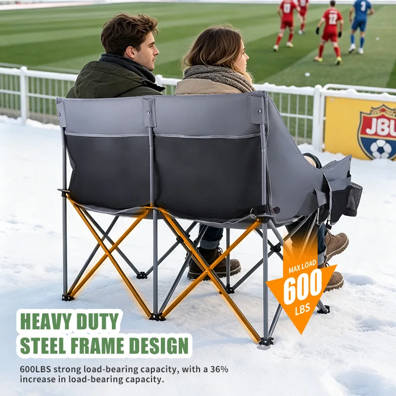 Outdoor Heated Folding Chair for Winter Camping: 3-Setting Heating, Constant Temperature, Portable Camping and Beach Chair