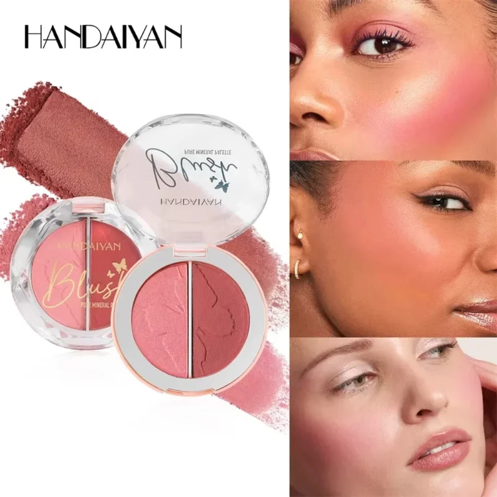 HANDAIYAN Face Blusher Matte Natural Cheek Tint Brighten Face Waterproof Face Bronze Contouring Cosmetic Blush Powder Makeup