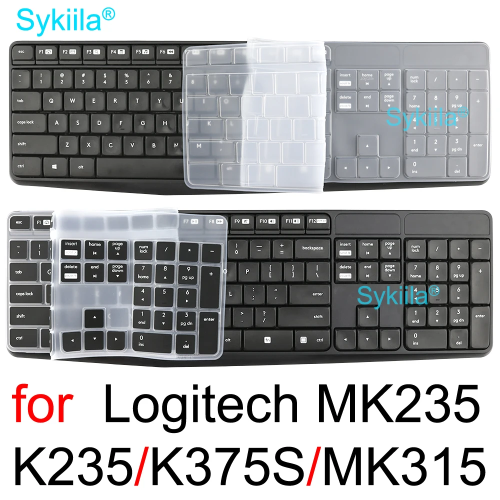 

Keyboard Cover for Logitech MK235 K235 MK315 K375S 2019 2020 Wireless Black Clear Transparent Silicone TPU Skin Case Protective