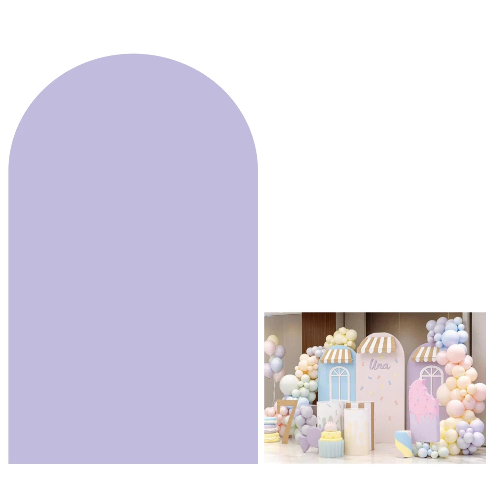 

Purple Arched Fabric Backdrop Covers for Baby Shower Ice Cream Theme Arch Stand Cover Birthday Parties Decorations Props