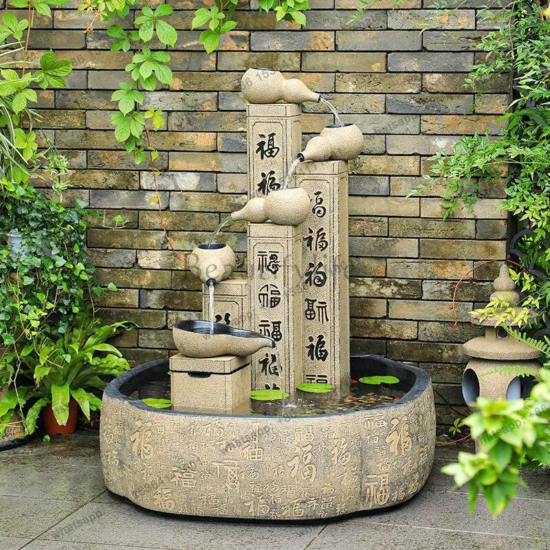 Floor-to-ceiling flowing water  pond goldfish tank Chinese garden decoration landscaping arrangement circulating water landscape
