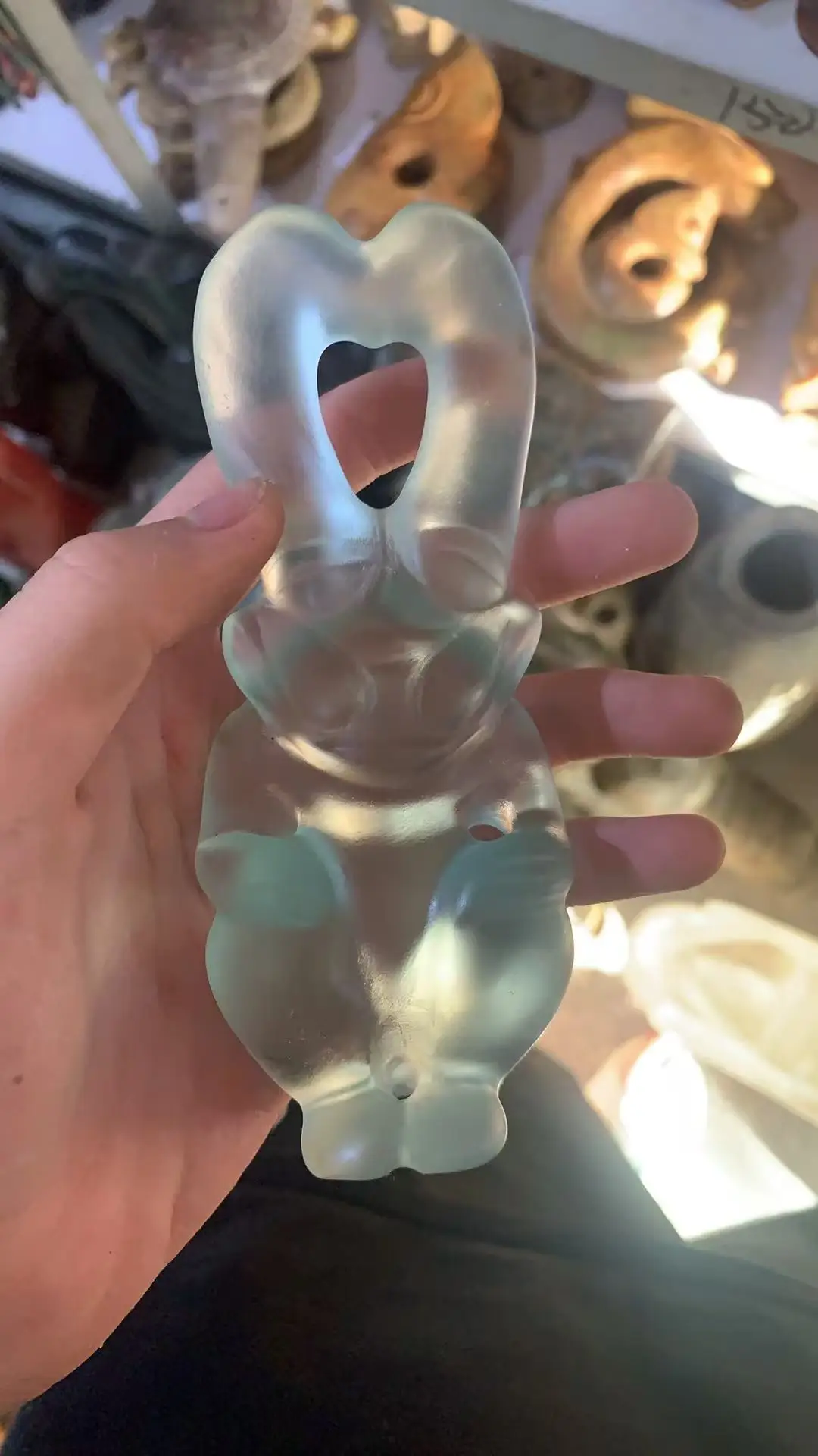 

14CM Exquisite Chinese Hongshan Culture Blue Crystal Carved Sun God Helios Amulet Statues Living Room Decoration