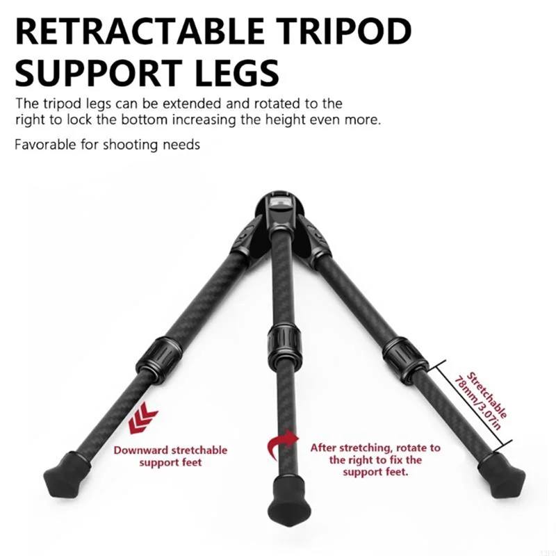 

AAAN-Adjustable Carbon Fiber Tripod For Video Recording And Selfies With High Strength And Rust Resistance