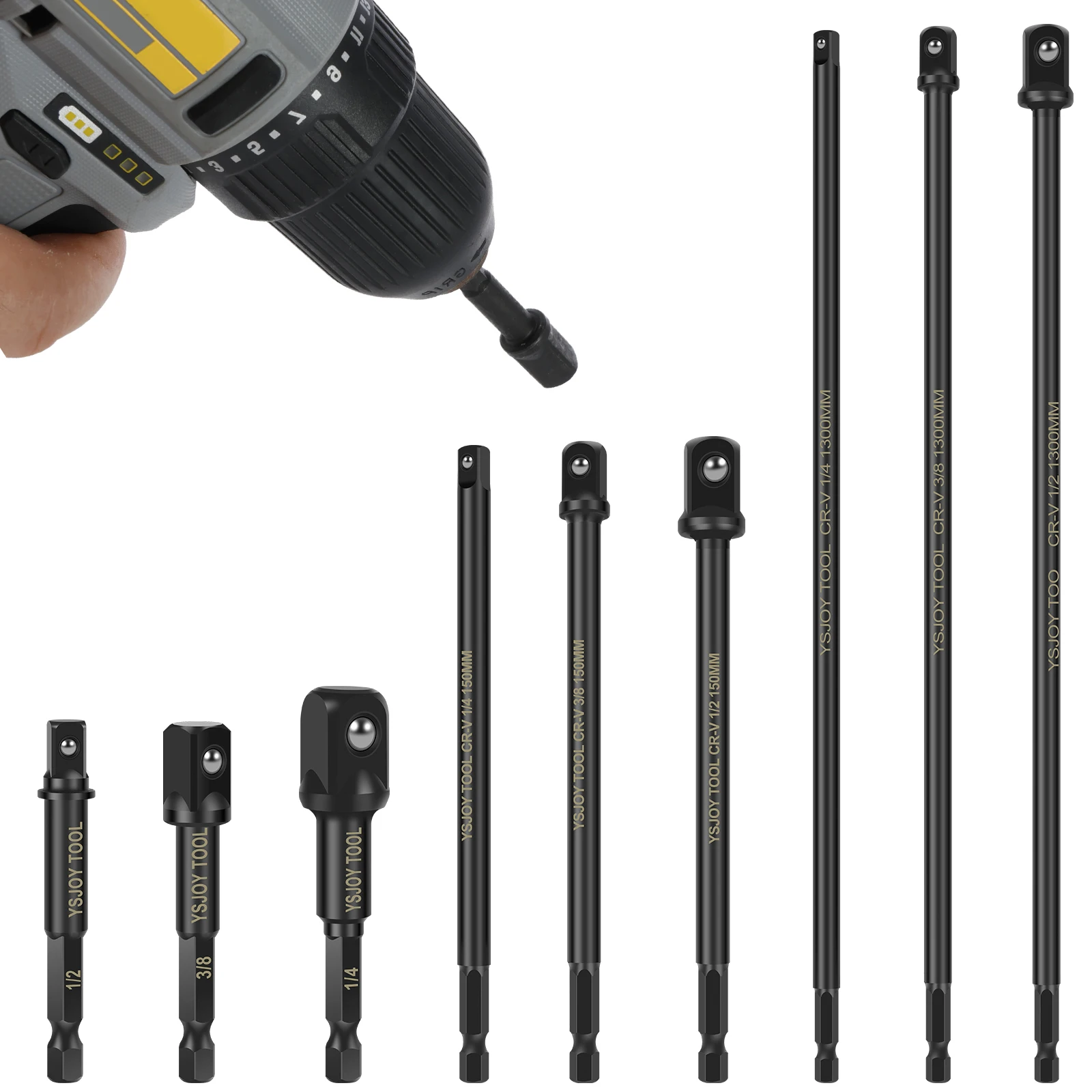 

9PCS Impact Socket Adapter Set, 1/4" 3/8" 1/2" Driver Socket Adapter, Power Drill Bit Extension, Magnetic Screwdriver Bit Holder