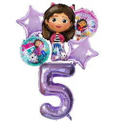 6 pezzi Gabby DollHouse palloncini metallici cartoni animati per ragazze decorazioni per feste di compleanno forniture Baby Shower Globos