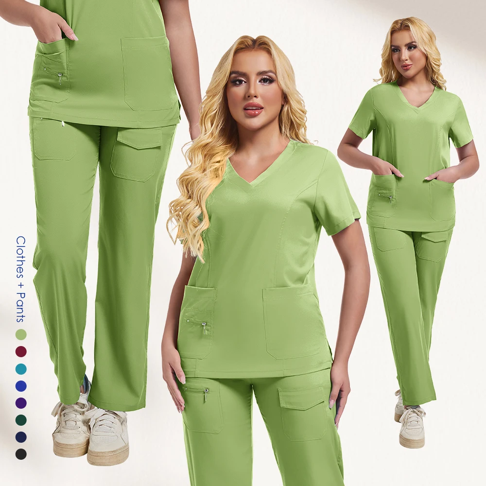 새로운 무광택 질감 탄성 통기성 운동복 병원 의료 미용 병원 의료 수술 치과 진료소 간호사 유니폼