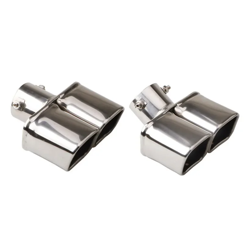 

63mm Car Auto Exhaust Pipe Muffler Tail Pipe Outlet Nozzle End Universal Stainless Steel Square End One Change Two Double
