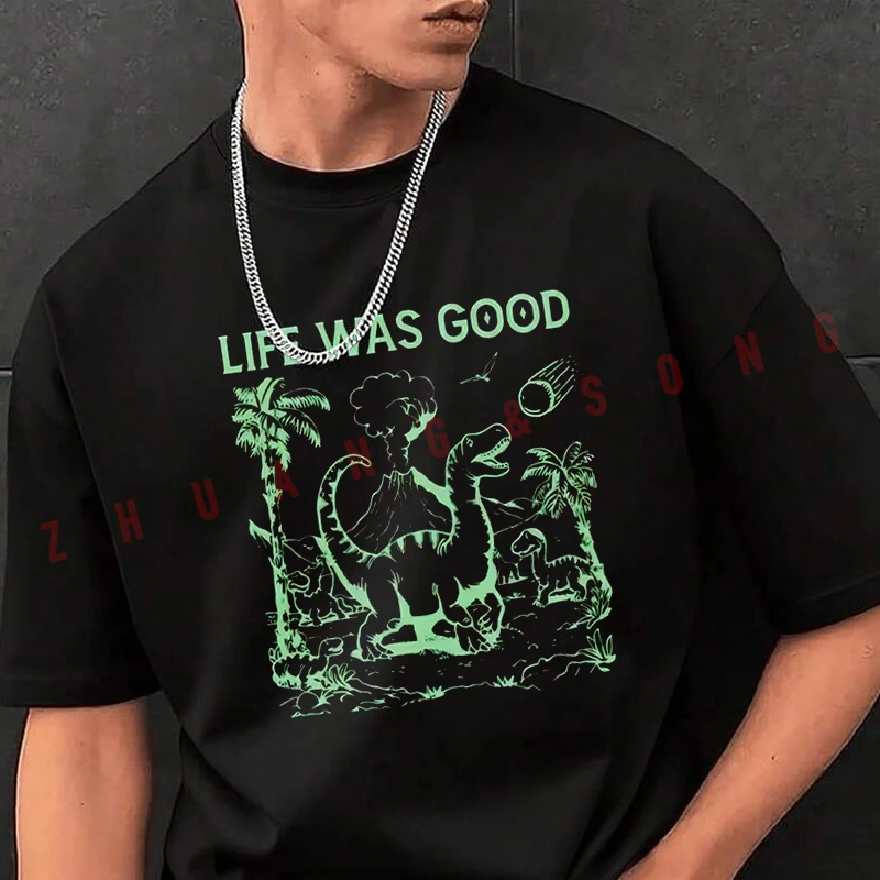 

Retro Funny Dinosaur 90s Graphic Moto T-Shirt Men Hip Hop Streetwear Unisex Casual Fashionable Short Sleeve Tops