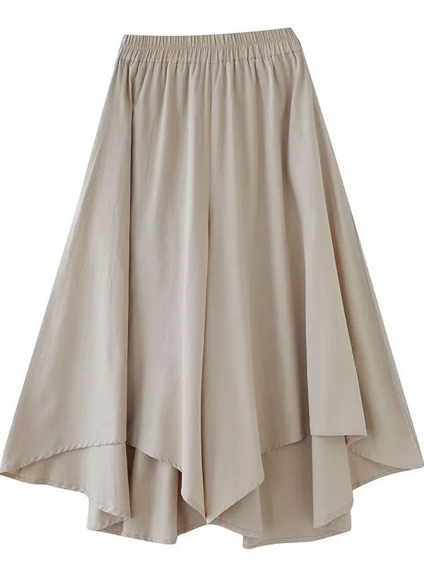 Pantaloni larghi a gamba larga Street Sle da donna a vita alta a nove punti estivi casual in fibra di poliestere taglie forti asimmetrico