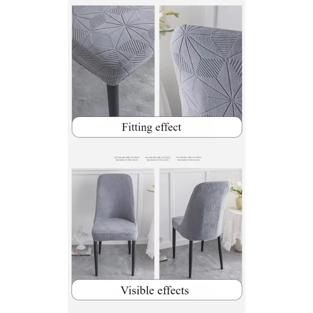 Universal Curved Jacquard Dining Chair Cover Luxury Elastic Stretch Slipcover Breathable Anti Slip Wear Resistant Furniture