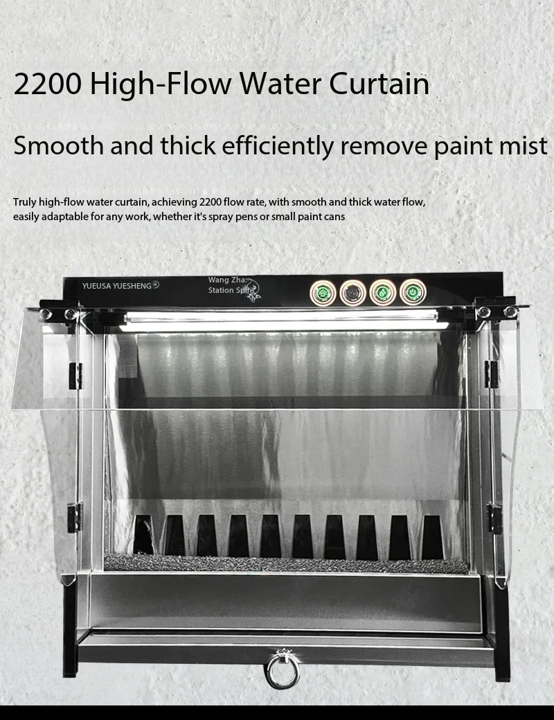 Stainless Steel Water Curtain Spray Booth - Negative Pressure Exhaust Box Workbench for Painting and Coating