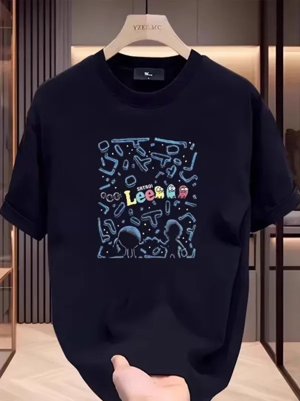 

Осенняя молодежная новая футболка с короткими рукавами, модный свободный топ с круглым вырезом, повседневная мужская и женская рубашка с короткими рукавами