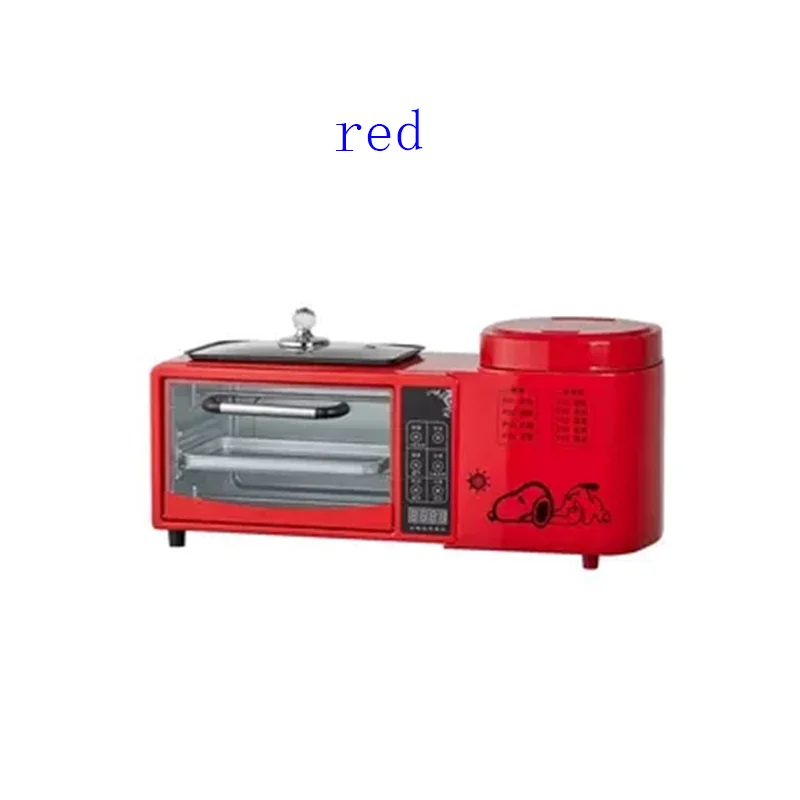 3-in-1 Breakfast Machine Rice Cooker Soup Stew Pasta Cooking Pot Food Steamer Bread Pizza Oven Eggs Omelette Frying Pan Toaster