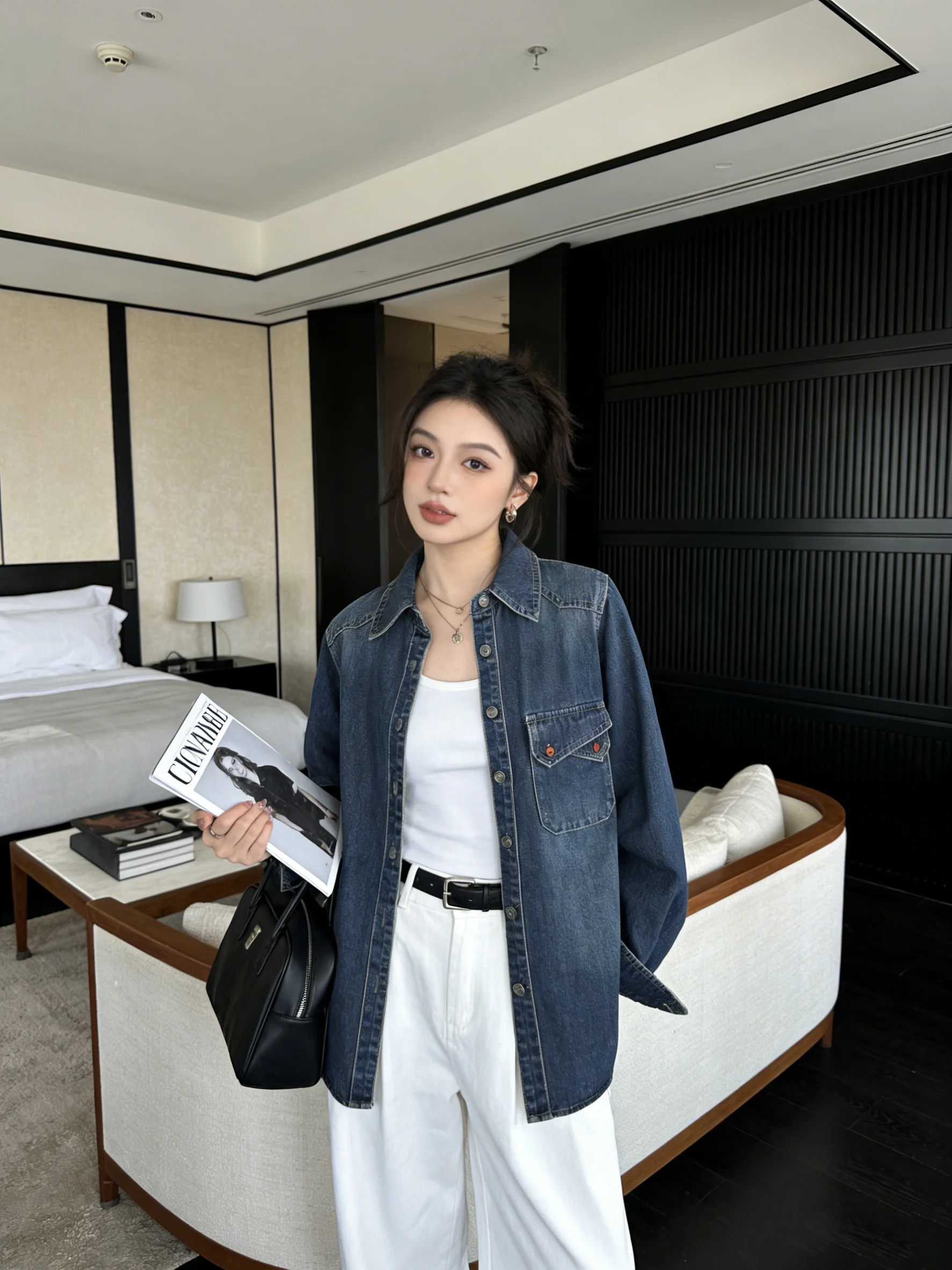 

Loose Casual Ne Denim irt Jaet Korean Sle Spring 2026 New Sun Protection Women's Faion Outerwear