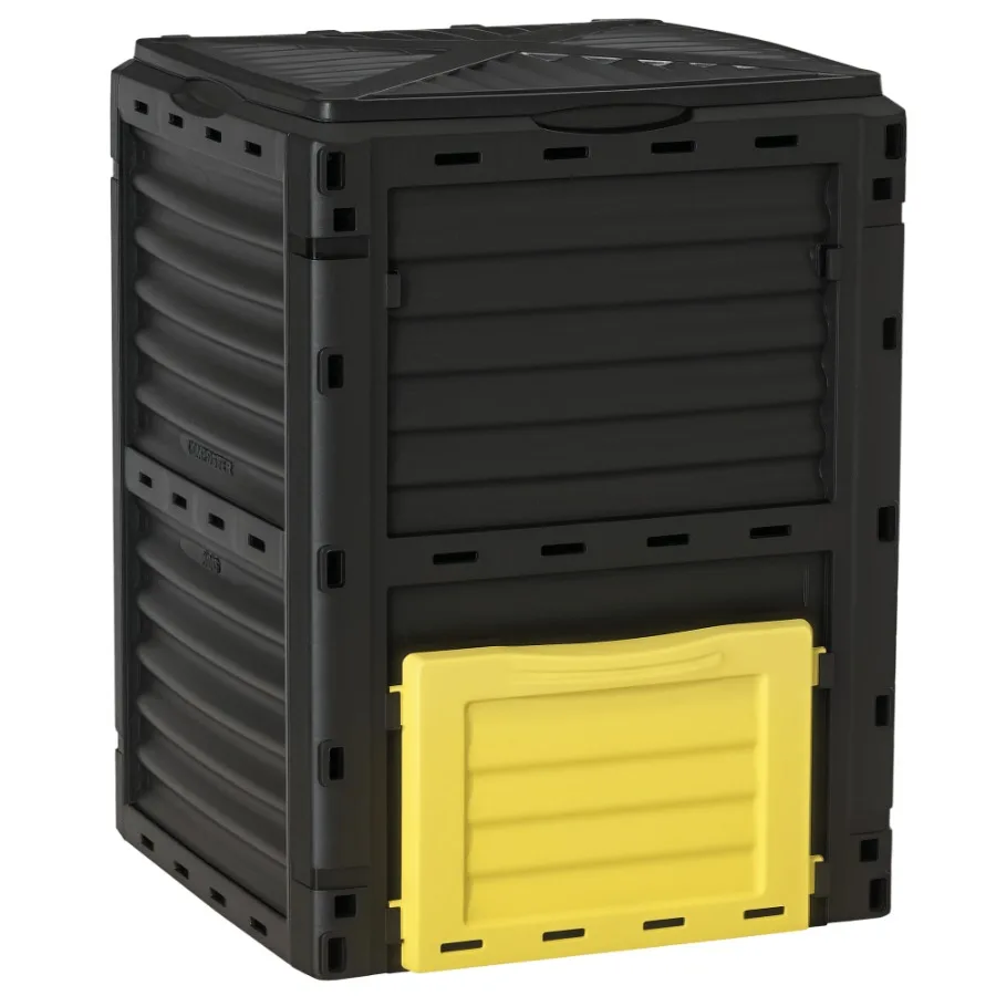 

Outdoor Garden Compost Bin 80 Gallon Large Capacity Garden Composter for Fast Soil Fertilization Easy Assembly Yellow