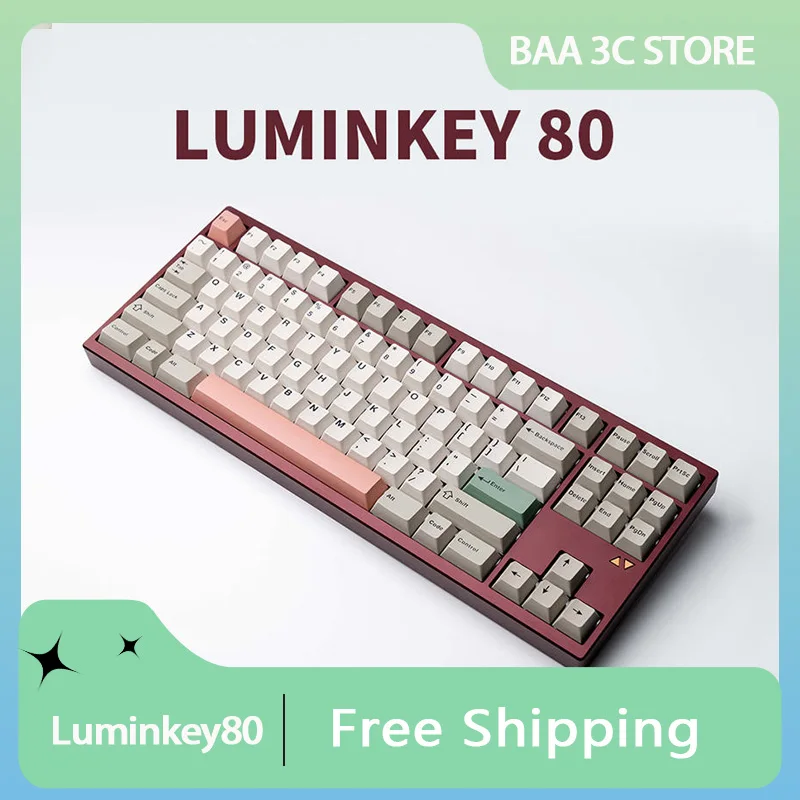 

Luminkey80 Mechanical Keyboard Kit Aluminum Alloy Anodize Customize 3-Mode RGB Hot-Swap Gasket Backlit PBT Keycaps Game Keyboard