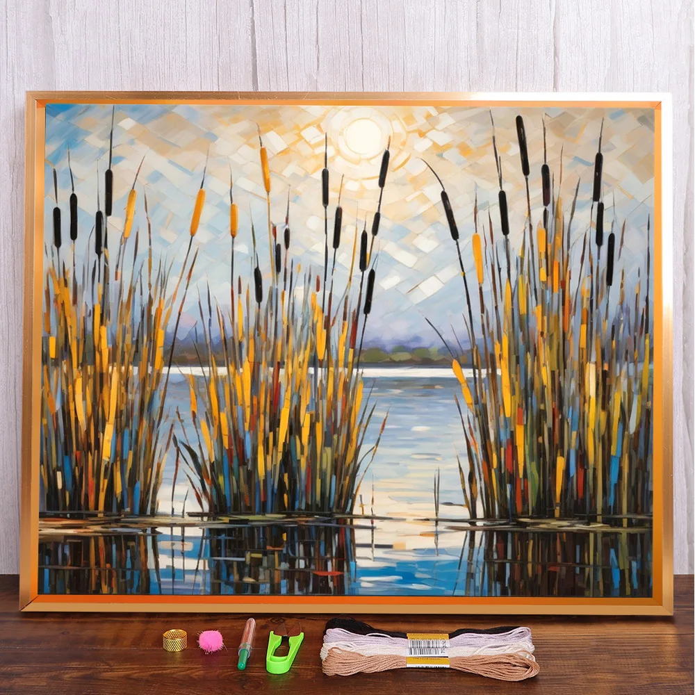 

Reeds In The Sun Printed 11CT Cross Stitch Set DIY Embroidery DMC Threads Hobby Knitting Handiwork Craft Gift Home Decor Magic
