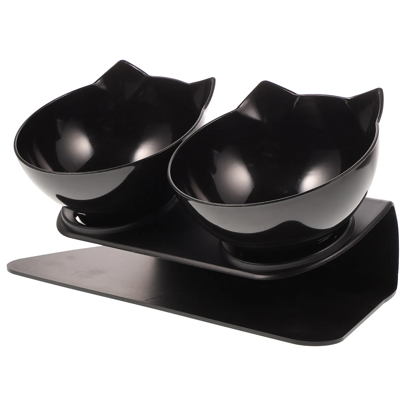 Premium Plastic Double Pet Bowl Elevated Design Anti-Slip Non-Tip Base Neck Protection for Cats Dogs Feeding Drinking Bowl